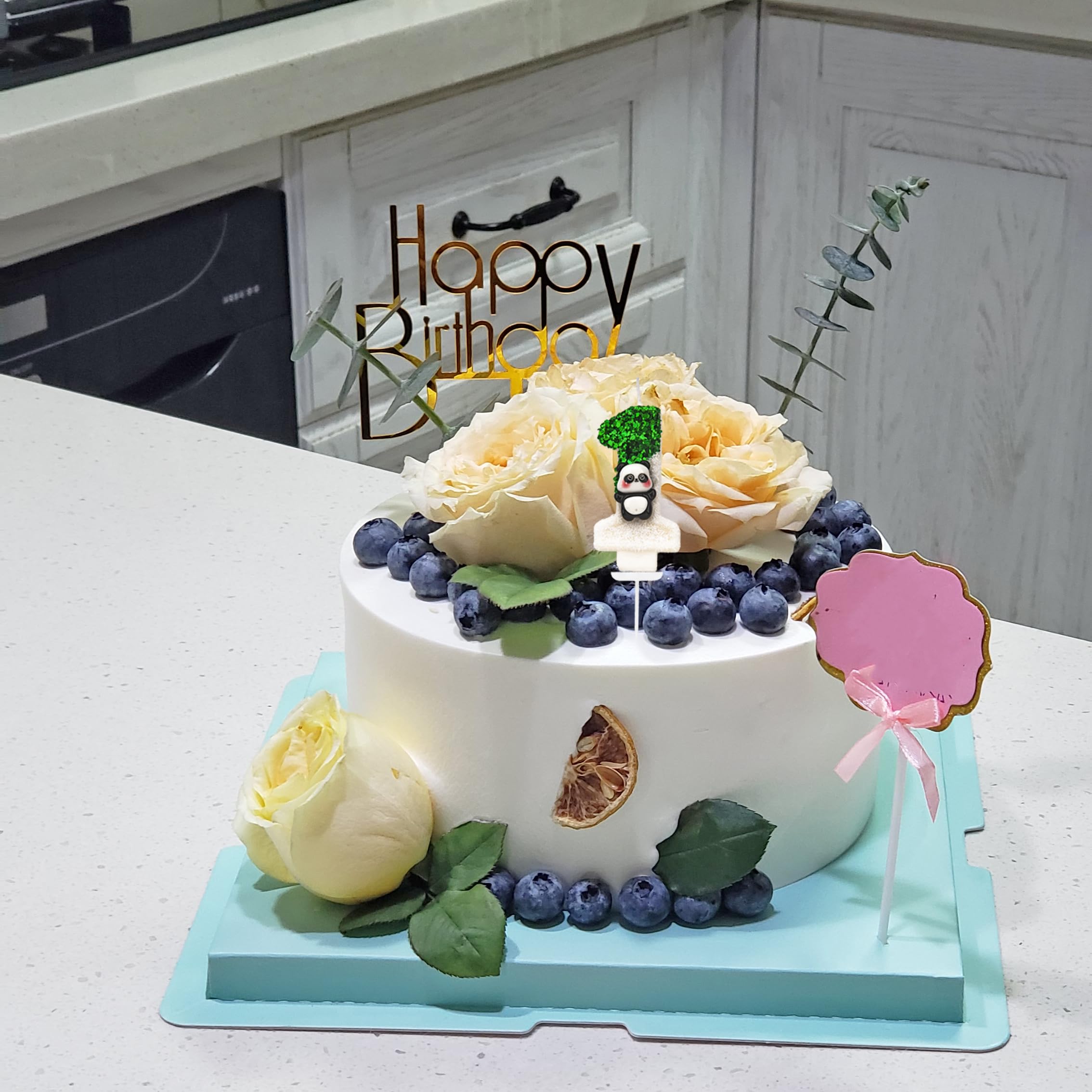 Candela Di Compleanno A Forma Di Panda – Numero 8, Design 3D, Bianco E Verde, Per Torta Bambini E Adulti - 3