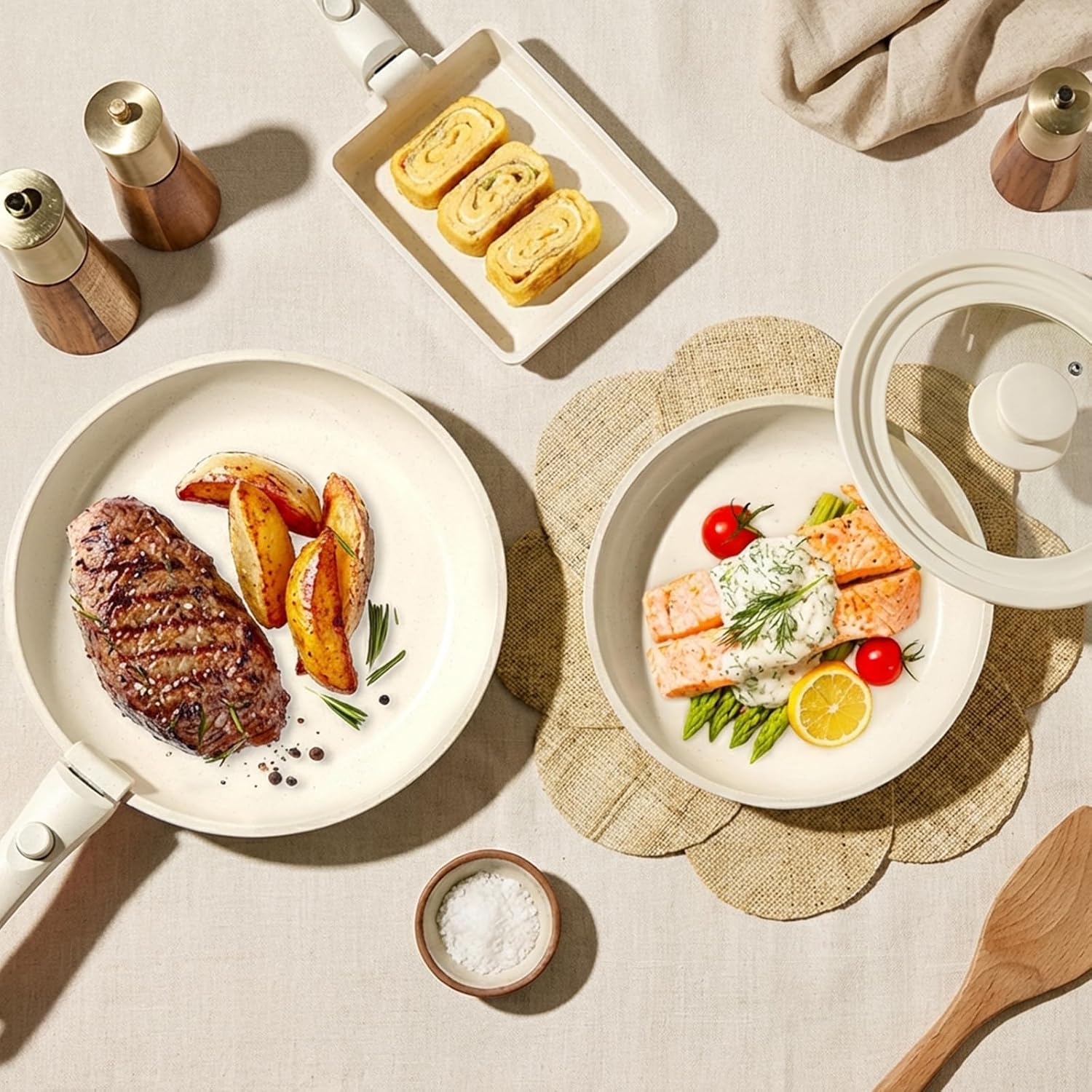 GiPP Ceramic Pots and Pans Set Non Stick, Nonstick Detachable Handle Cookware Sets, Healthy Non Toxic PFAS PFOA & PTFE Free, Dishwasher ＆Oven Safe, Induction Kitchen Pot and Pan