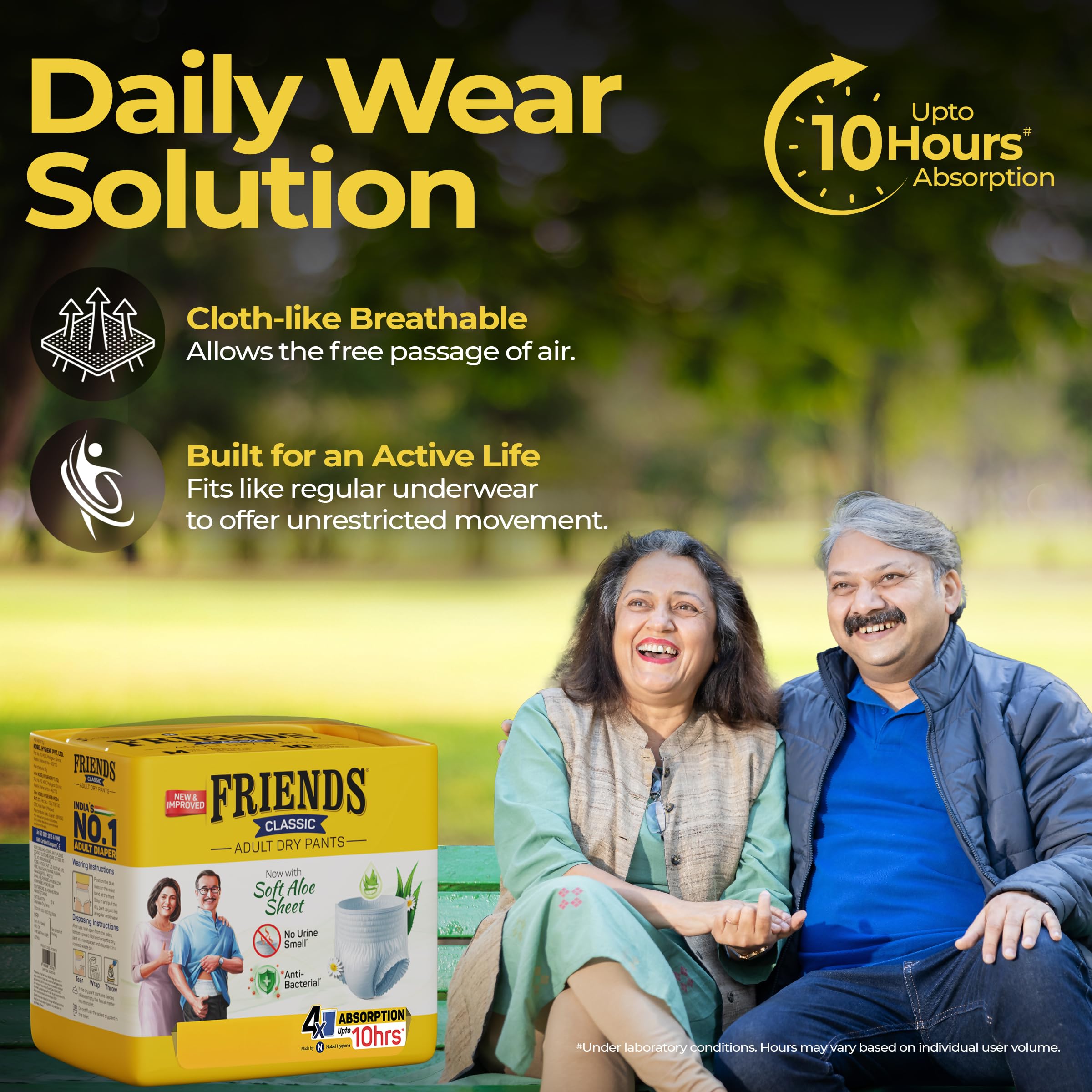 Friends Classic Adult Diaper L Size Pants | 20 Count (Large) | Waist 30-56 inch | Aloe Vera | Unisex | Quick & Even Absorption | Long Protection hours | Brief-Like Fit | Odour Lock | Leakproof | Elastic Waist & Anti-Bacterial Absorbent Core 4