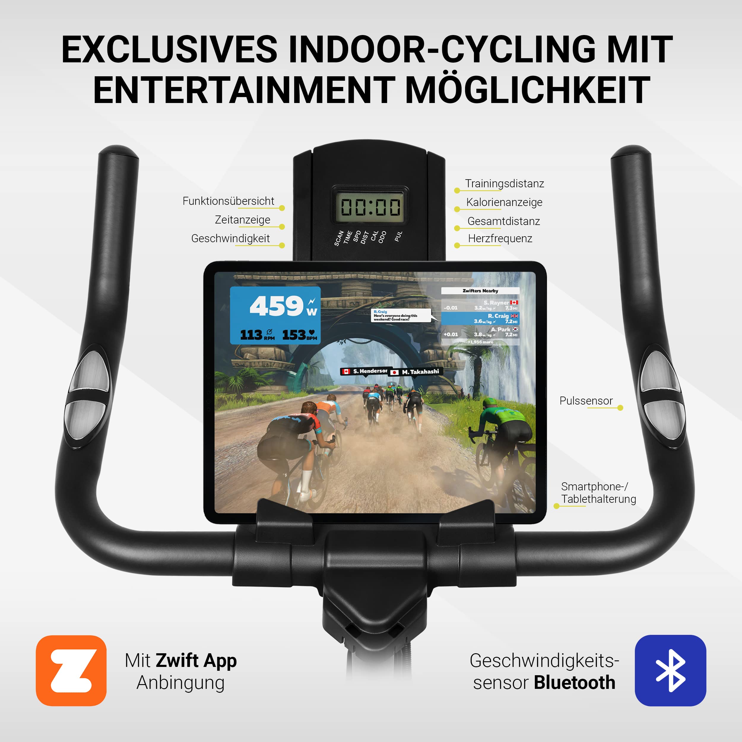 Cycling Bike Premium Black Series | Speed Bike 8 kg Volano con resistenza magnetica | Ergometro - Cyclette con app Bluetooth | Fitness Cyclette