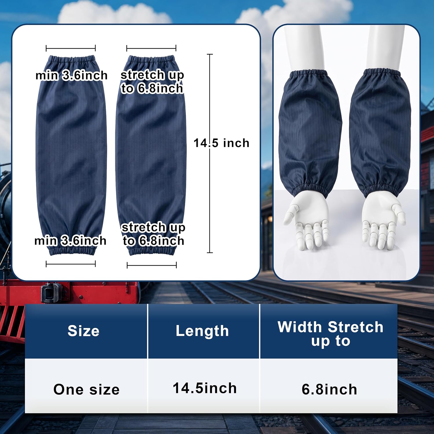 4Pcs Train Conductor Costume Adult Set Hat with Arm Sleeves | Arm Sleeve | Adjustable Hat | Red Bandanna | Metal Whistle | Engineer Driver Conductor Hat | Great Gift Idea | Easy to Match