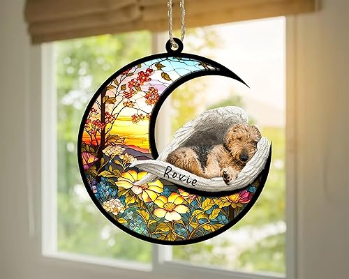 Miniatura 170 de Chow Chow Dog Memorial Suncatcher, adorno de Navidad Chow Chow con nombre, atrapador de pérdida de mascotas, regalos para los amantes de los perros