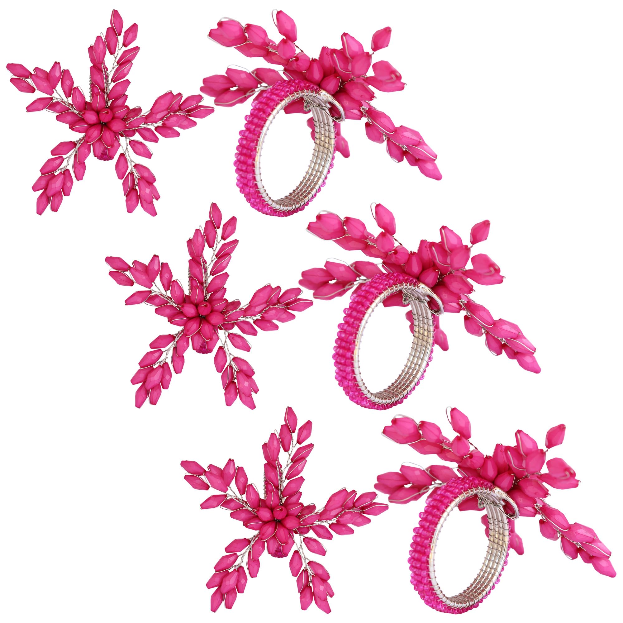 ITOS365 Lot de 12 ronds de serviette en métal pour décoration de table à manger, fêtes, quotidien, feuille rose (lot de 12)