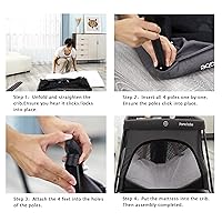 Vista 7 de Pamo Babe Cuna de viaje ligera y portátil con cómodo colchón ligero corralito para bebés y niños pequeños con bolso de mano, cuna segura para jugar