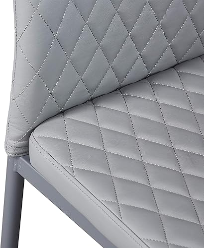 Miniatura 8 de JT Silla de comedor minimalista moderna de cuero ignífugo con diseño de rejilla de diamante, para restaurante, hogar, conferencias, juego de 4 o 6