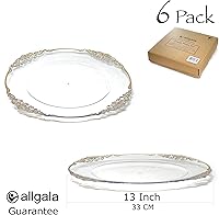 Vista 2 de allgala Platos Base Redondos de Calidad Pesada - Bases Transparentes para Platos de Cena - Juego de Platos Base para Decoración de Mesa - Ideal