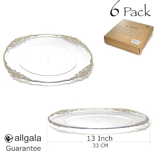 Miniatura 2 de allgala Platos Base Redondos de Calidad Pesada - Bases Transparentes para Platos de Cena - Juego de Platos Base para Decoración de Mesa - Ideal para