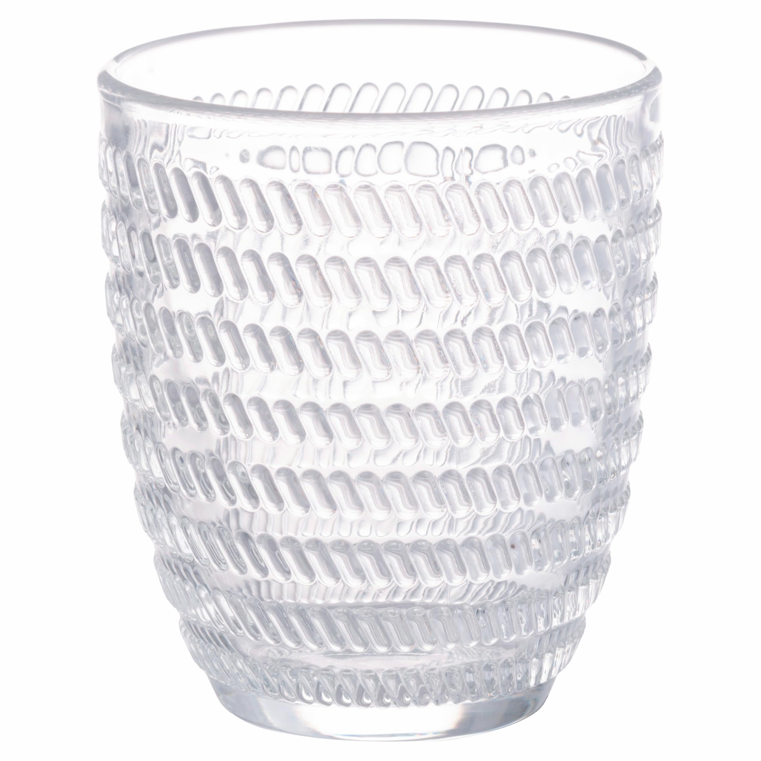 Set 6 bicchieri acqua 320 ml, in vetro trasparente decorato a rilievo, Geometrie Light