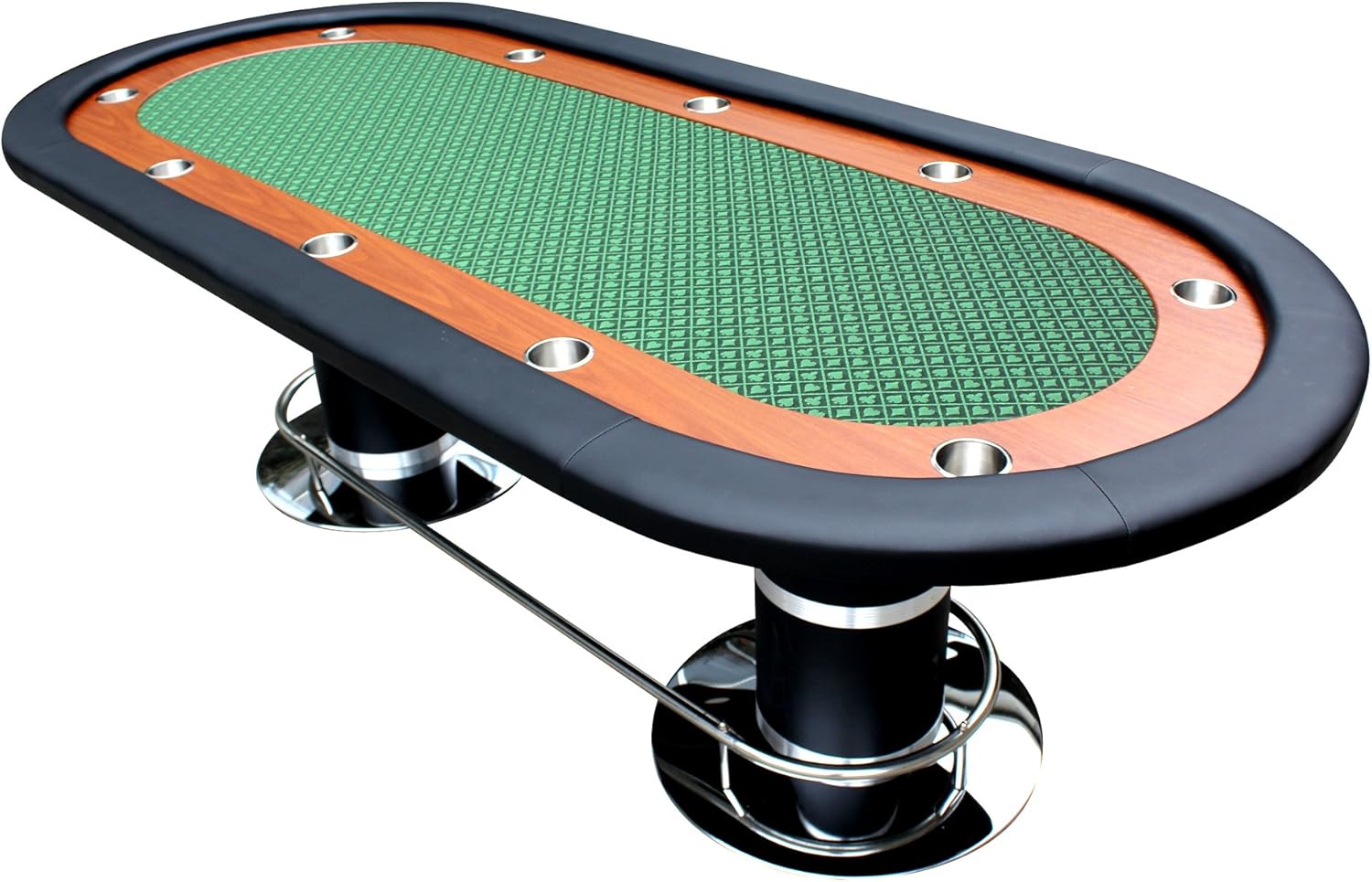 Poker Table for 10 Players Casino Style Games 96 inches with Speed Cloth Racetrack Playing Surface Pedestal Base, Green