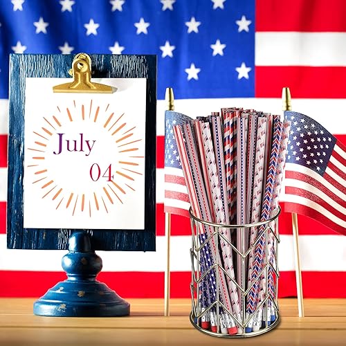 Miniatura 3 de 36 lápices patrióticos de madera con bandera estadounidense para el 4 de julio, Día de la Independencia, desfiles de fiesta, suministros de oficina
