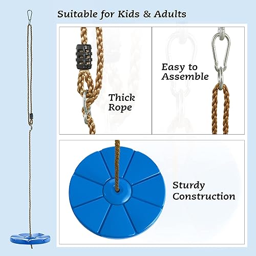 Miniatura 2 de Machrus Swingan - Columpio de disco con cuerda ajustable, totalmente montado, color azul