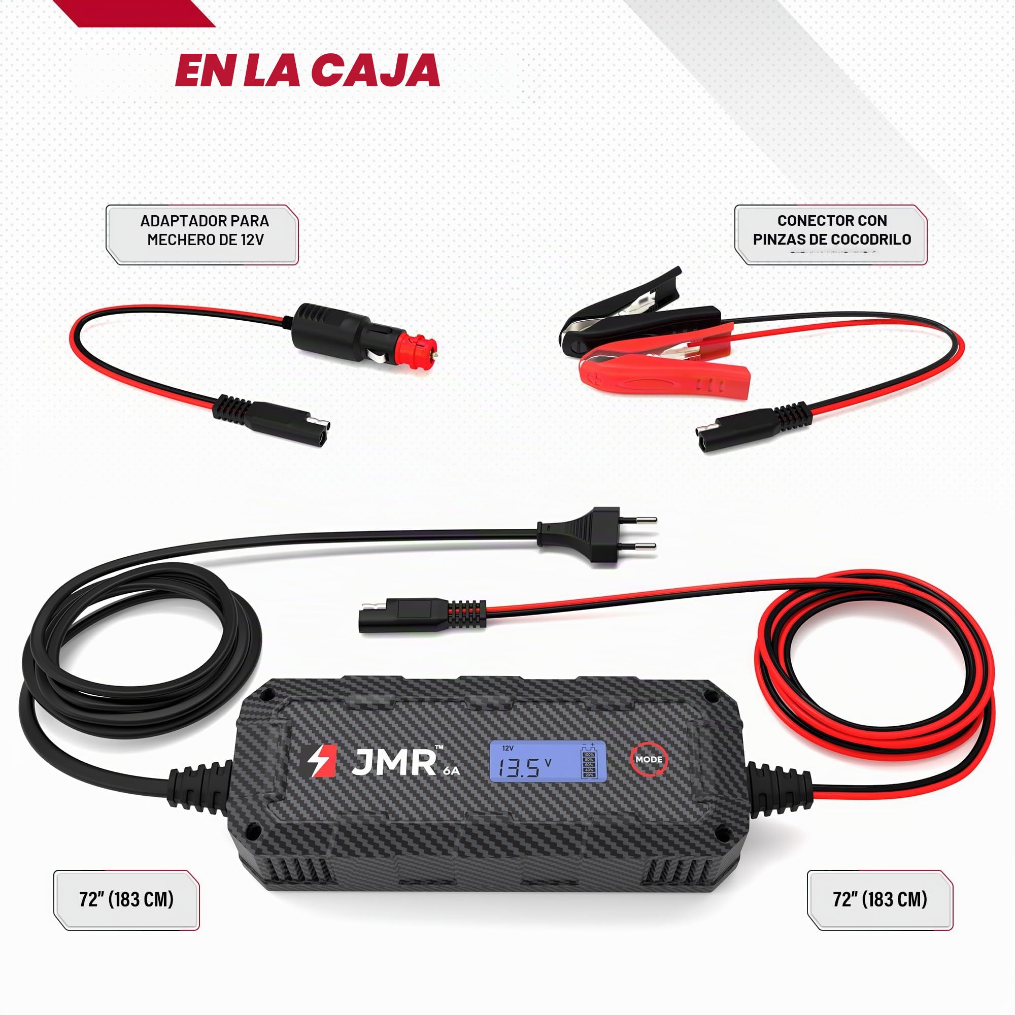 JMR Cargador de Bateria para BMW M5 M4 X6 X5 i8 Z4 M8 M760i Alpina M6 M3 Todos los Modelos Mantenedor de Carga Acondicionador (Sin Modo Litio)