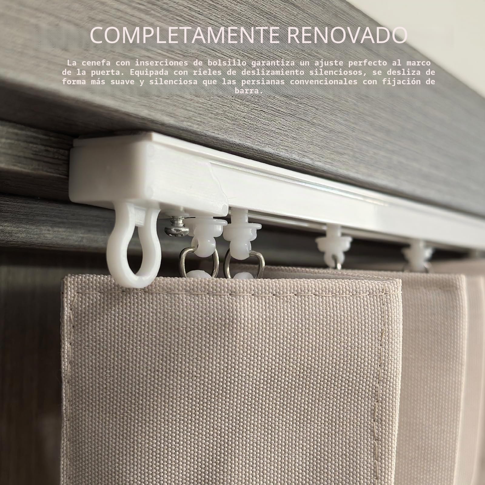 Cortina magnética para puerta, 100 % opaca, puerta de acordeón con cierre magnético, montaje adhesivo sin taladrar, incluye capa adhesiva, aspecto de lino, plegable (beige)