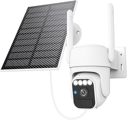 Cámara solar inalámbrica para exteriores, vista de 360°, visión nocturna a color, almacenamiento SD/Cloud, seguimiento automático, conversación de 2