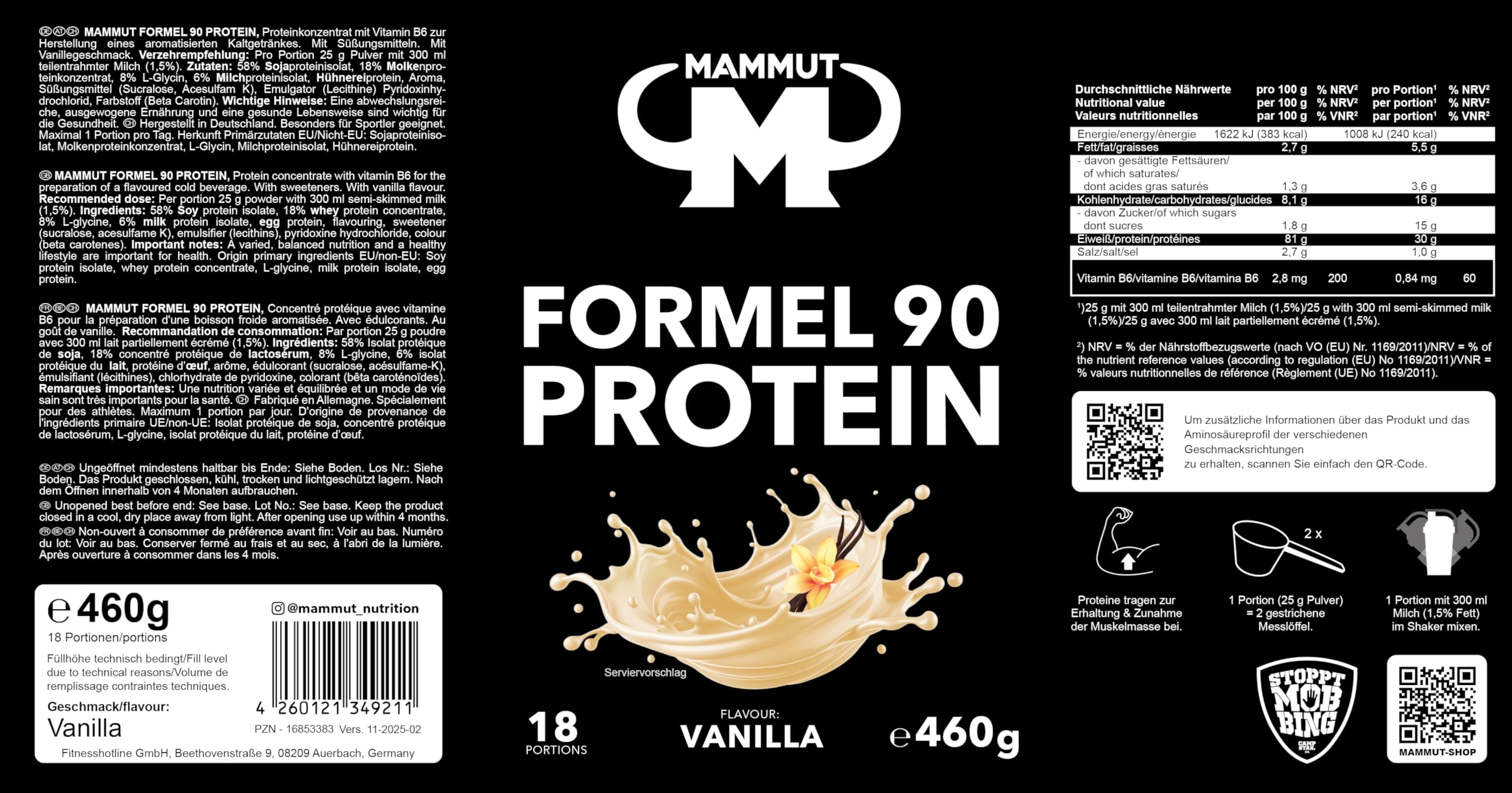 Mammut Nutrition Formel 90 Proteinpulver Cookies - 3kg - 4-Komponenten Whey Protein Pulver mit Mammut Nutrition Formel 90 Proteinpulver Cookies - 3kg - 4-Komponenten Whey Protein Pulver mit
