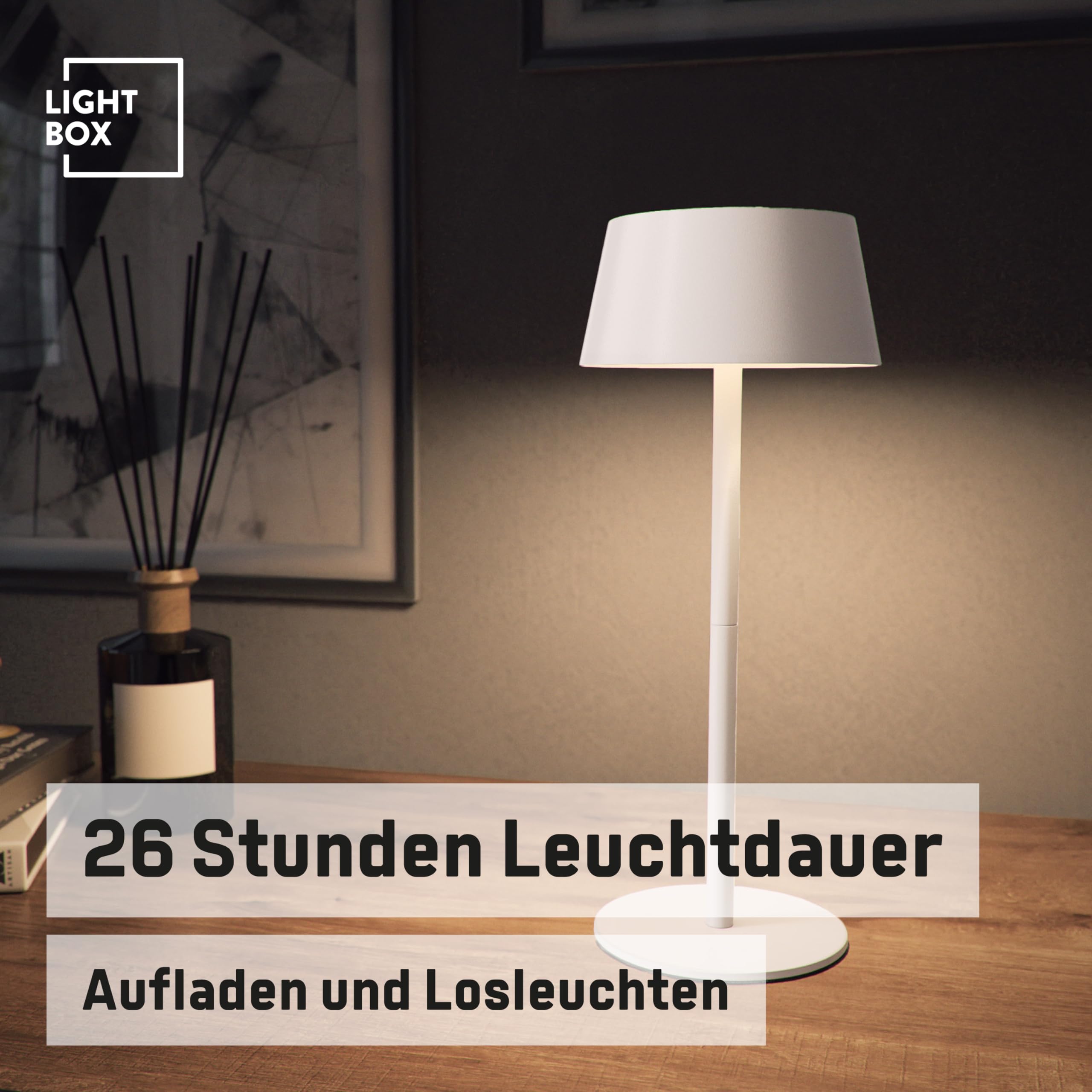 LED lámpara de mesa para exteriores | Ø 13 cm | lámpara de exterior inalámbrica con energía solar | regulador de intensidad táctil de 3 niveles | lámpara de mesa a pilas en blanco, decoración balcones