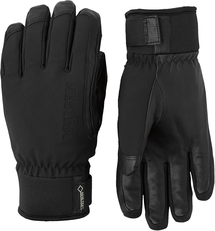 Hestra Alpine Short Gore-Tex Ski Glove, 5-Finger Waterproof Leather Glove for Skiing & Snowboarding