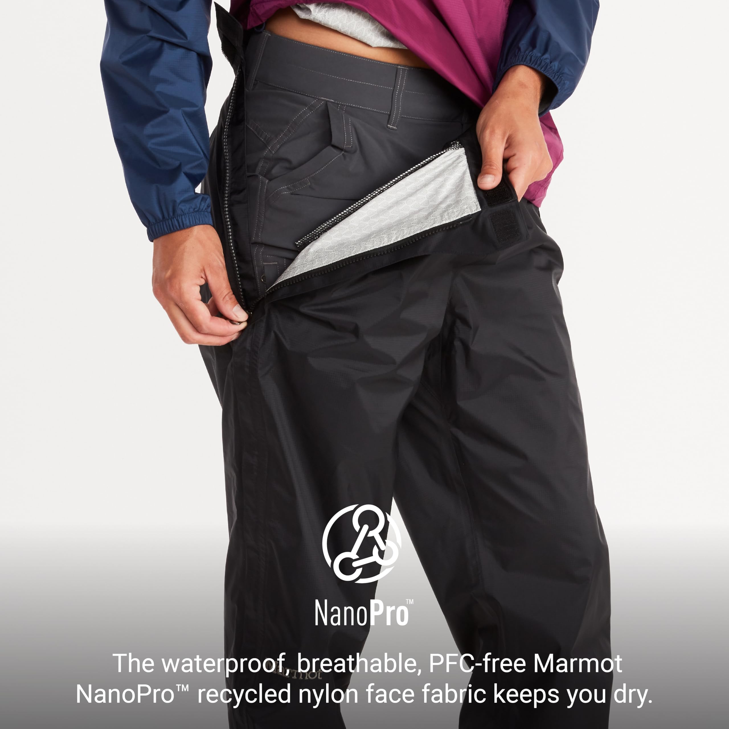 Marmot Damen wasserdichte Regenhose, Winddichte Wanderhose, atmungsaktive Regenkleidung zum Wandern und Trekking Wm's Precip Eco Full Zip Pant