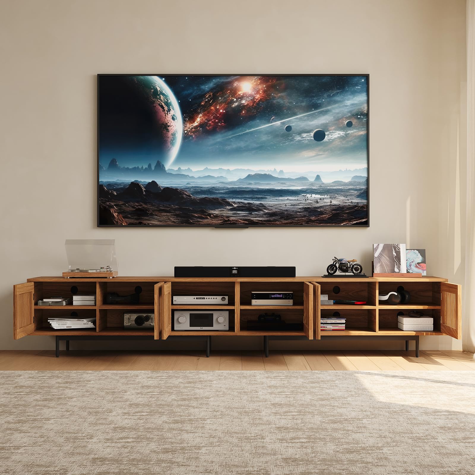 Amazon.com: POVISON Fully Assembled Mid-Century Modern TV Stand