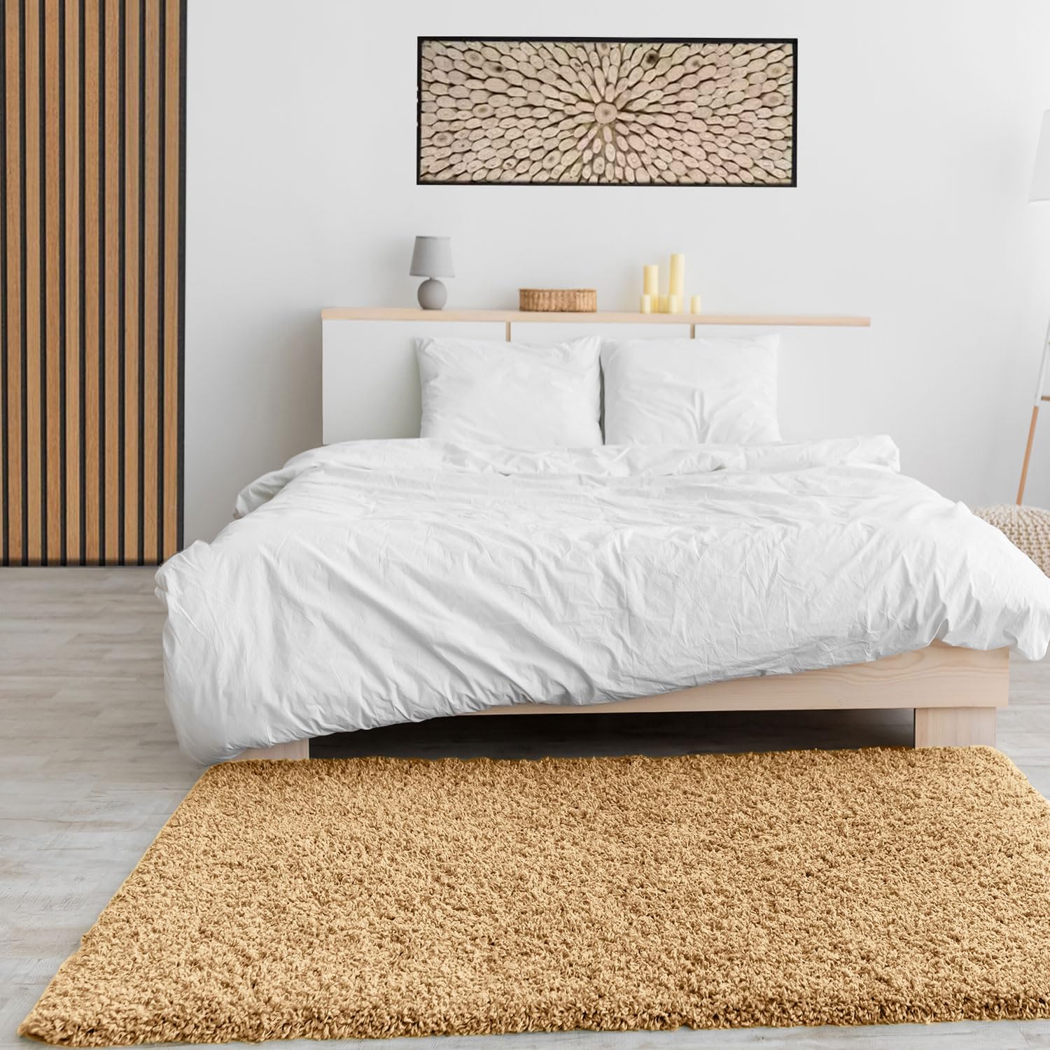 Vimoda Teppich Prime Shaggy Hochflor Langflor Einfarbig Modern Beige für Wohnzimmer – Bild 2
