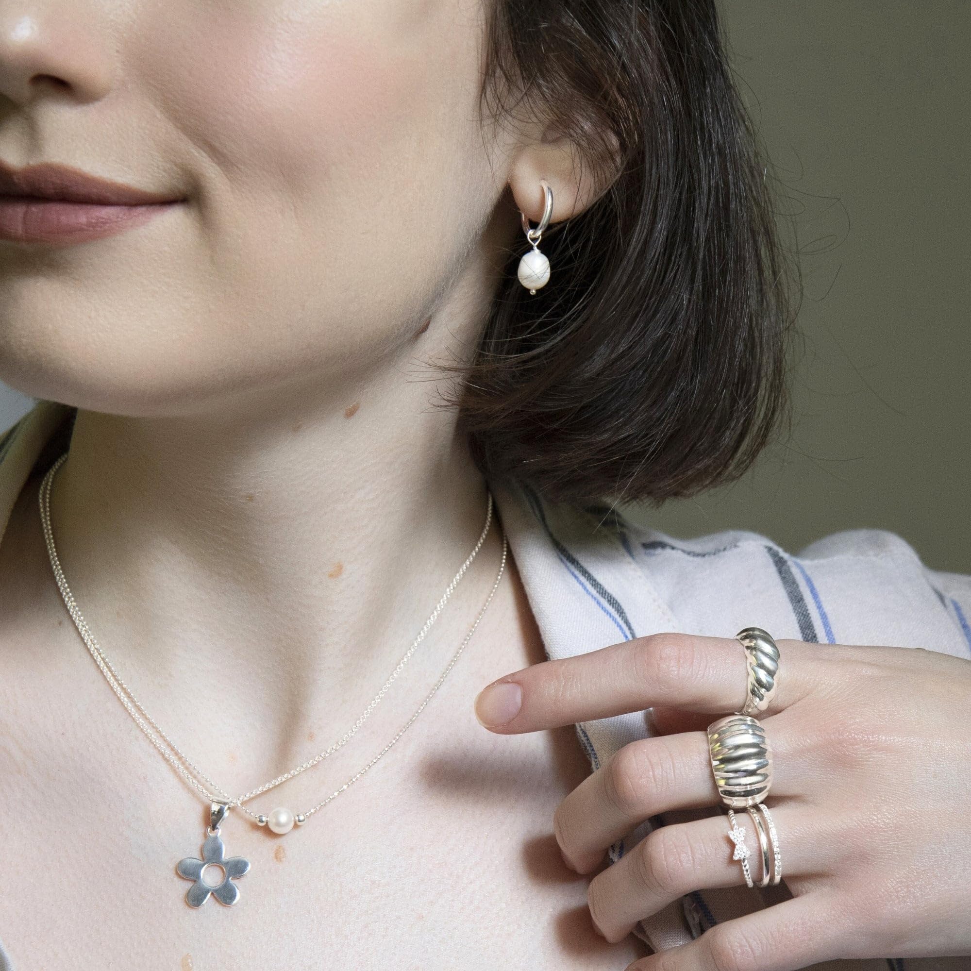 Silverly Sterlingsilberner, Klobiger Croissant-kuppelring | 925 Silber Klassische Ringe für Damen | Elegantes Rippenband-design | Elegante, Strukturierte Statement-ringe | Trendiger Damenschmuck