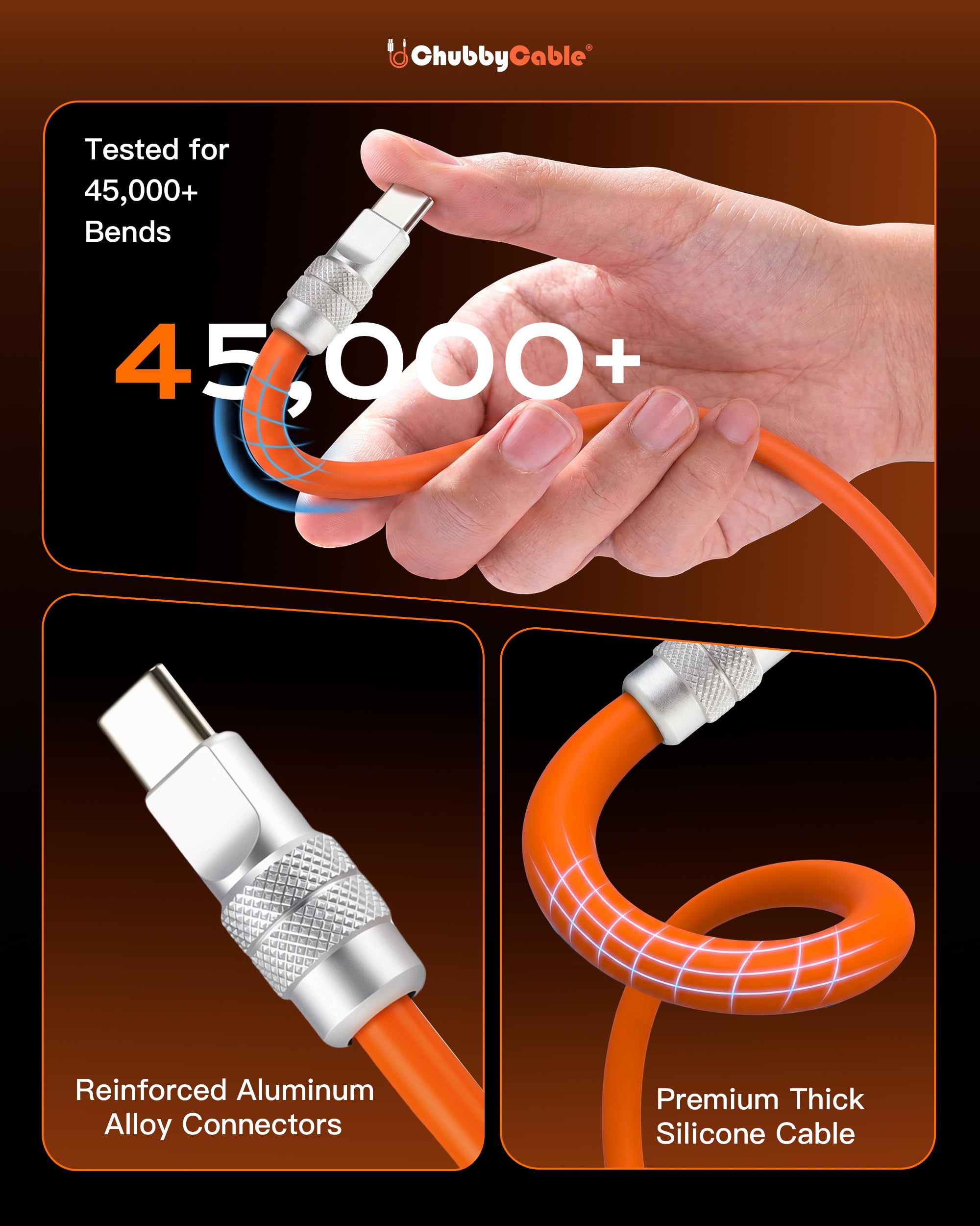 chubbycable Paquete de 2 cables USB C [3.3 pies + 6.6 pies], cable de carga rápida de 240 W de silicona C a C, cable de carga compatible con iPhone 16/15, MacBook, Samsung, iPad y más, verde, tipo C a