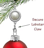 Vista 3 de Gancho para adornos de Navidad con gancho en S y pinza de langosta – Juego de 24 – Perla blanca con ajuste plateado – Accesorios y detalles