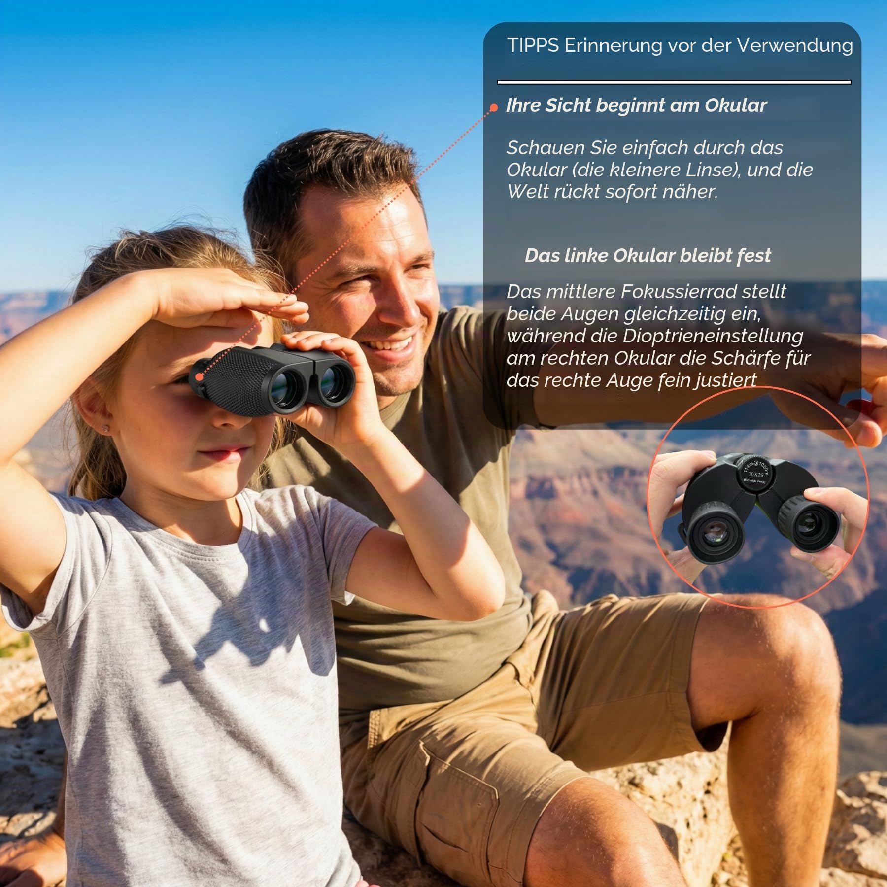 Hontry Fernglas für Erwachsene und Kinder, Kompakt Fernglas 10x25 für Vogelbeobachtung, Theater und Konzerte, Jagd und Sportspiele