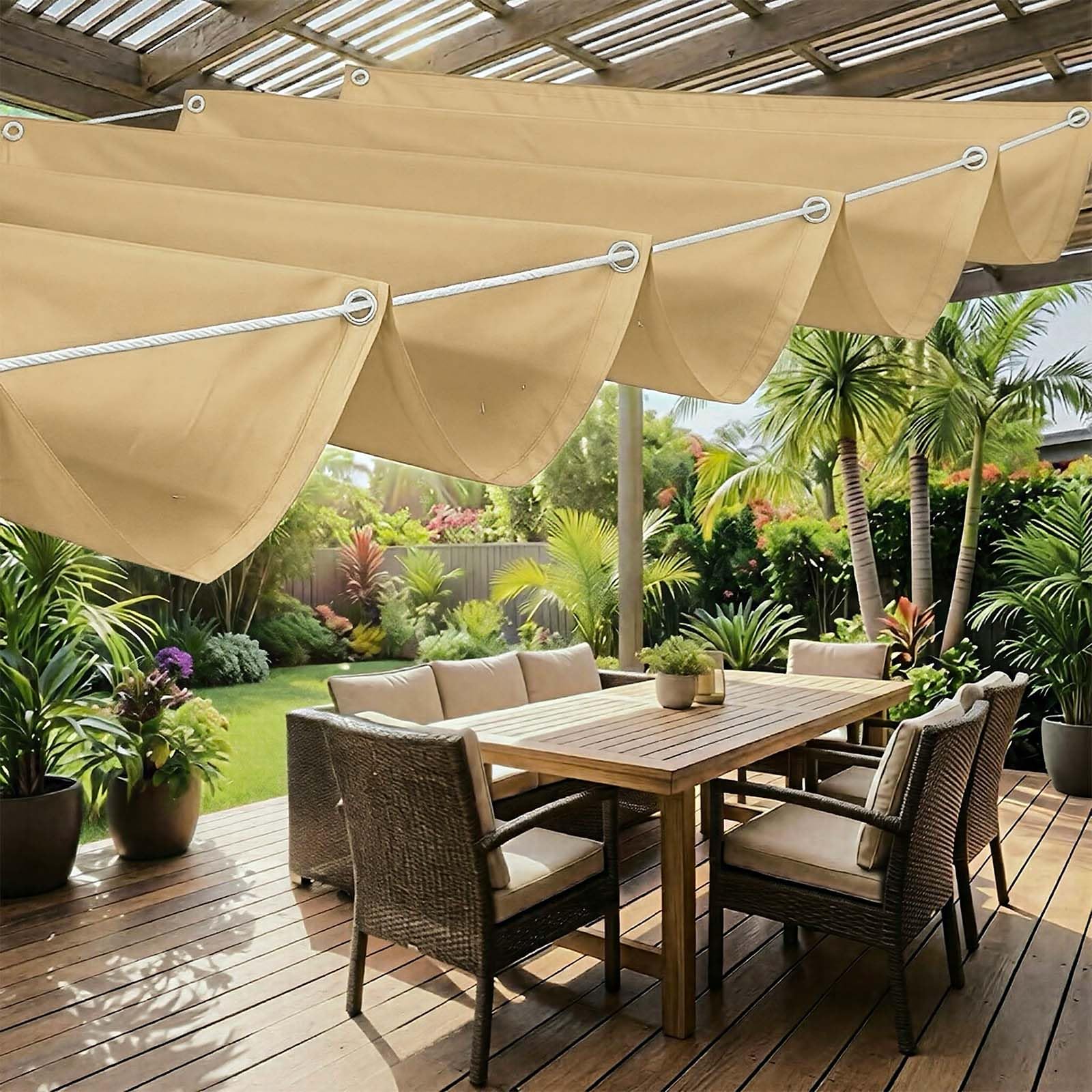Voile d'ombrage vague rétractable contre la chaleur et la pluie sur le balcon