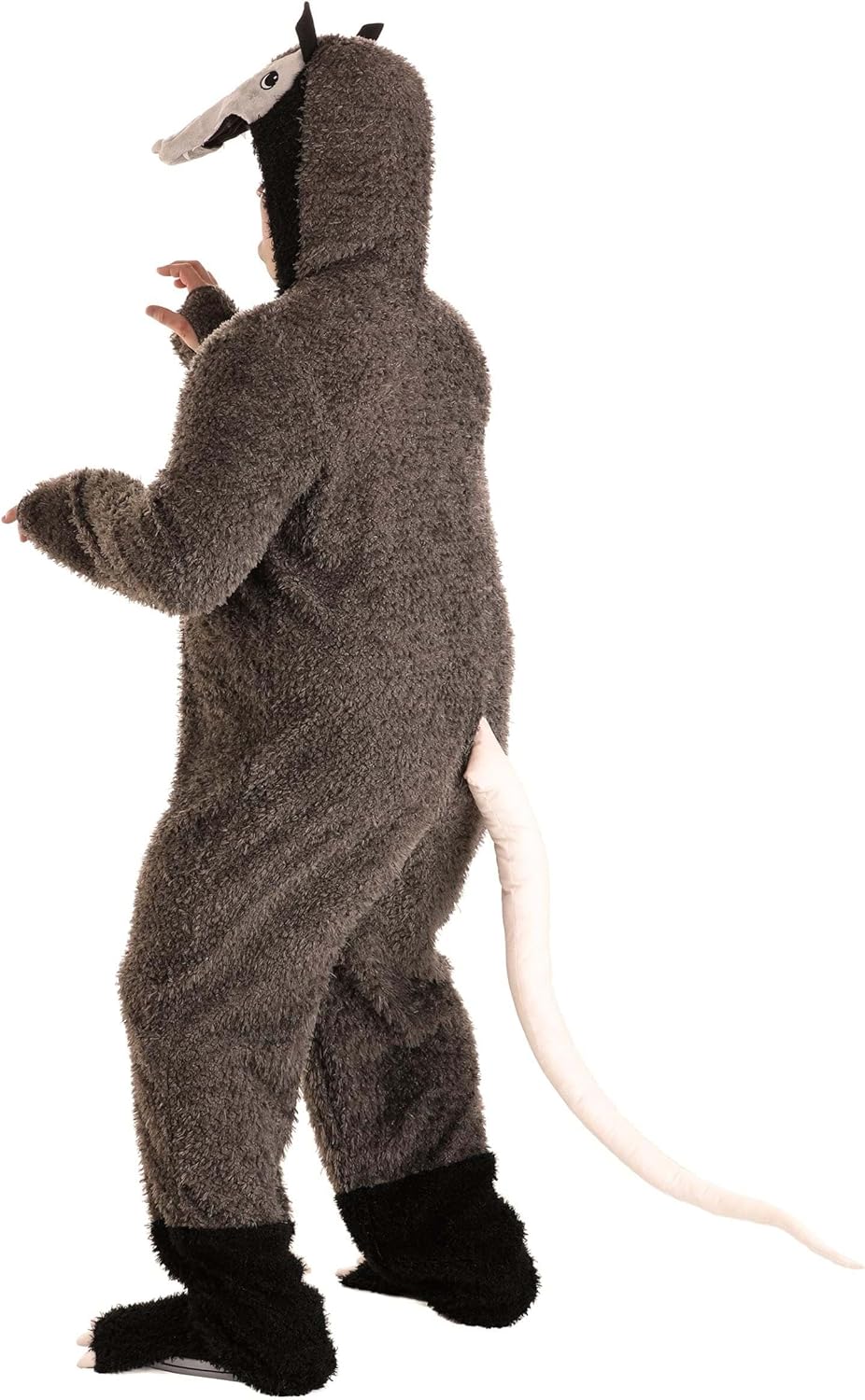 Plus Size Surly Possum Costume for Adults | Furry Jumpsuit with Attached Hood, Foot Covers, and Tail | Halloween Outfit - Image 2