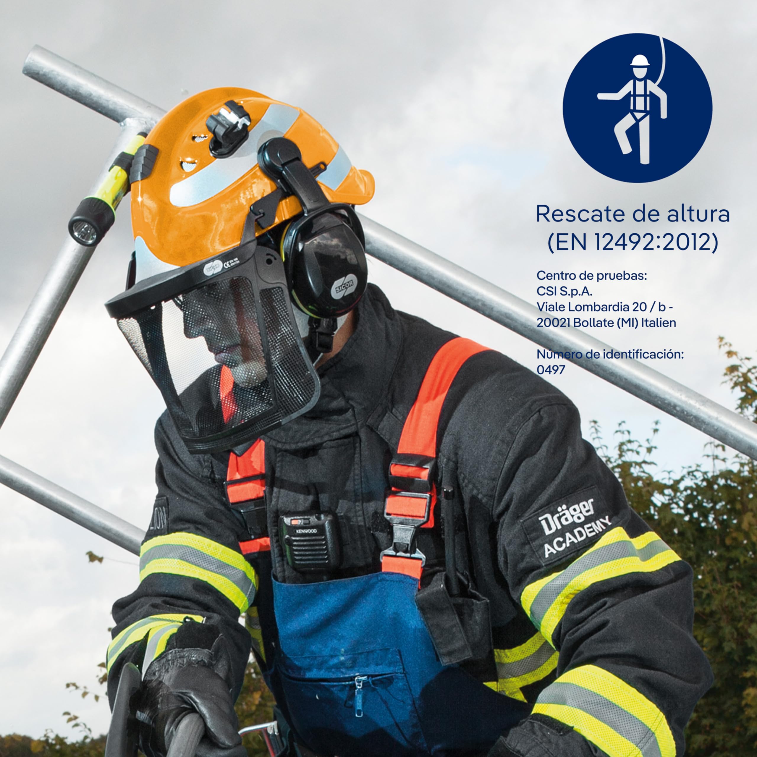 Casco de Seguridad Ajustable Dräger HPS 3500 Premium para Obras, minería, Bomberos y Operaciones de Emergencia.