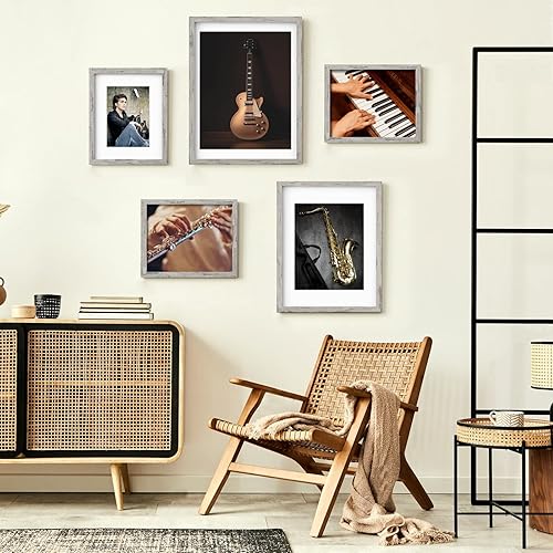 Miniatura 3 de Portarretratos de 8 x 10 pulgadas, color gris envejecido, paquete de 2 unidades, para exhibir imágenes de 5 x 7 pulgadas con paspartú o de 8 x 10