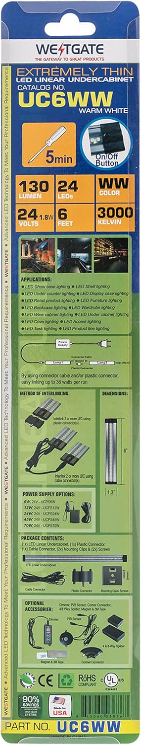 Westgate Lighting LED Undercabinet Lights - Aluminium Housing with powder coat finish (2W 3000K Warm White)