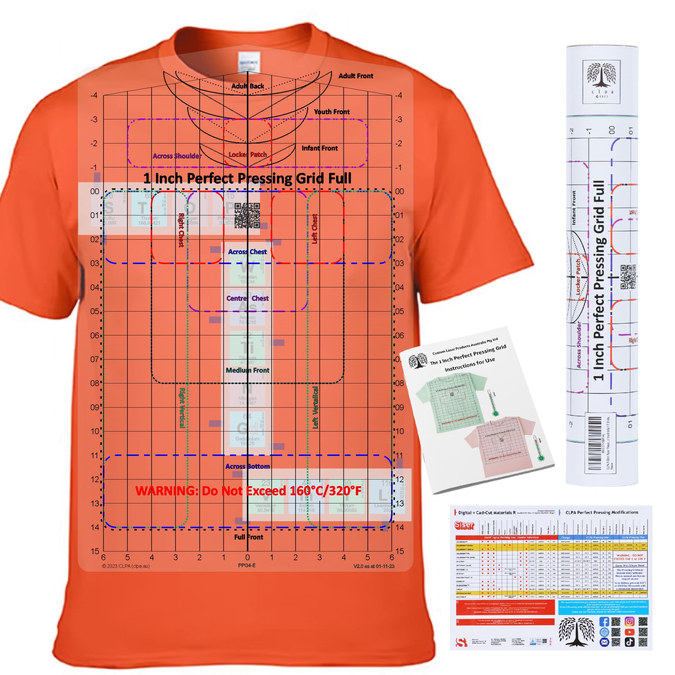 Heat Press Safe T-Shirt Ruler Guide, Full Shirt Alignment Tool
