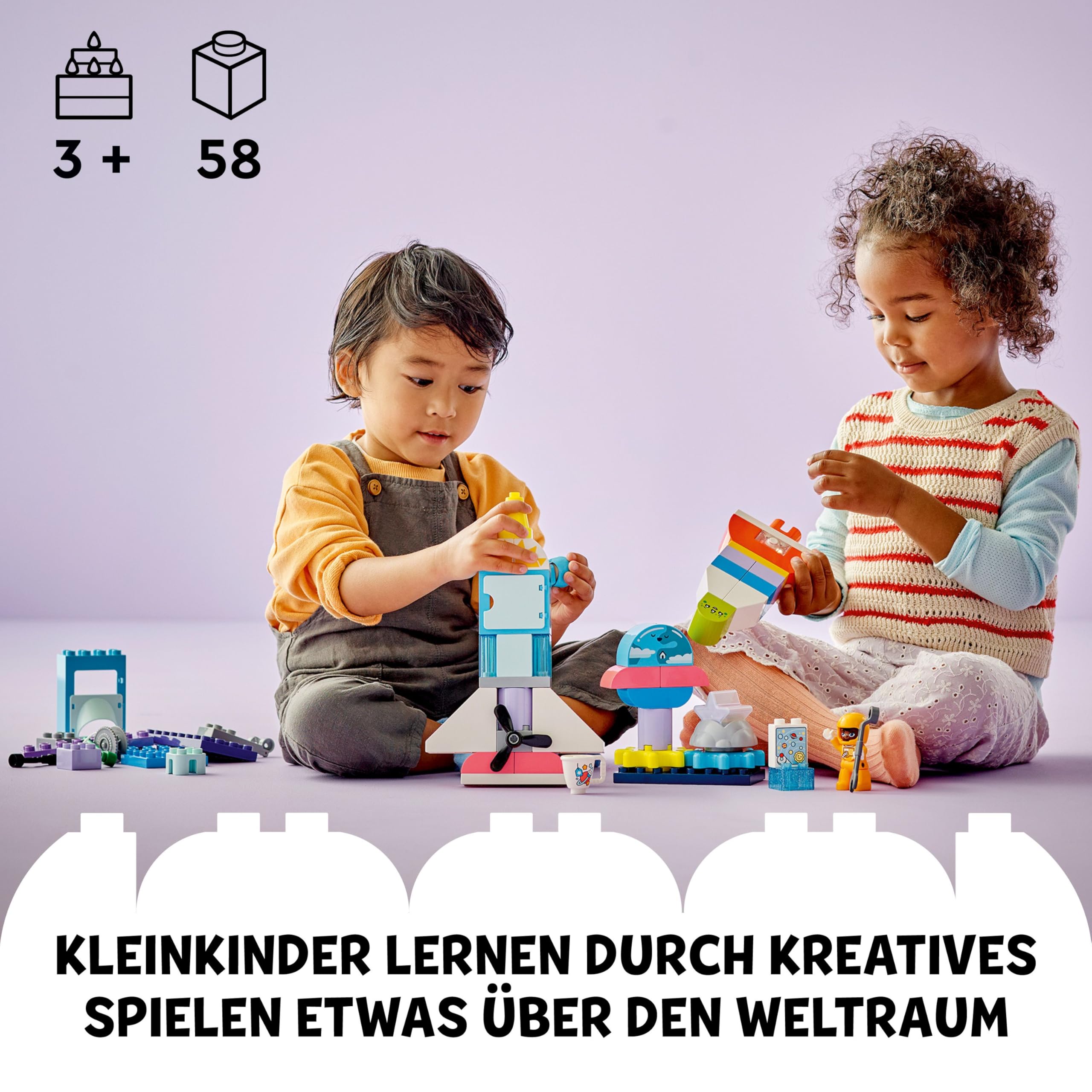 LEGO DUPLO 3-in-1-Spaceshuttle für viele Abenteuer, Weltraum-Set mit Raketen-Spielzeug für Kinder zum Bauen, Wissenschafts- und Motorik-Spielzeug zur frühen Entwicklung, Geschenk für 3-Jährige 10422