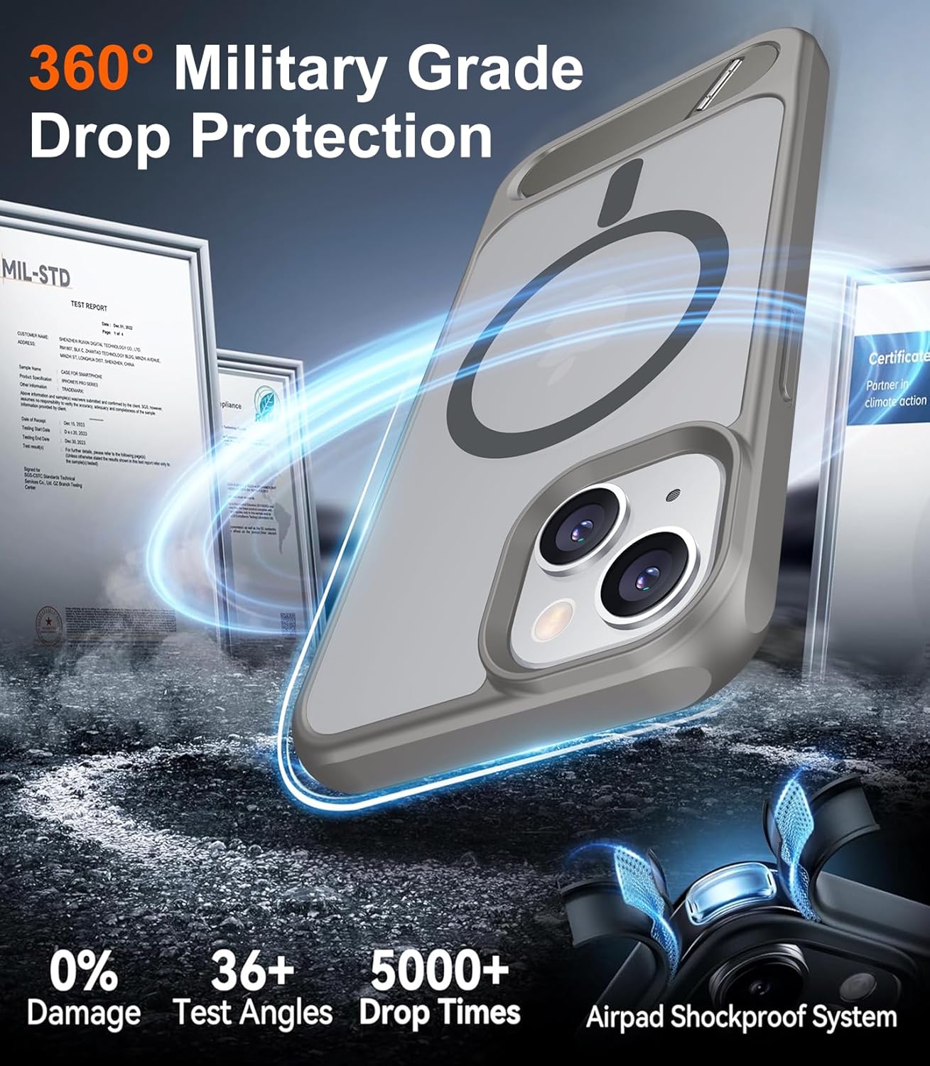 Temdan Magnetic Compatible with iPhone 14 Case/iPhone 13 Case,[Built-in Invisible Kickstand][Compatible with MagSafe][Military Grade Shockproof] Slim Translucent Matte Phone Case for iPhone 14/13 6.1" - Image 4