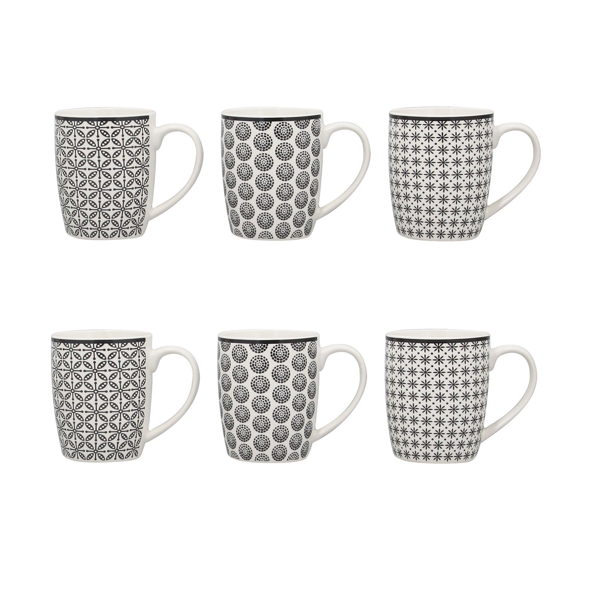 NOVASTYL - Lot 6 mugs graphik 32cl en porcelaine new bone - 2414133