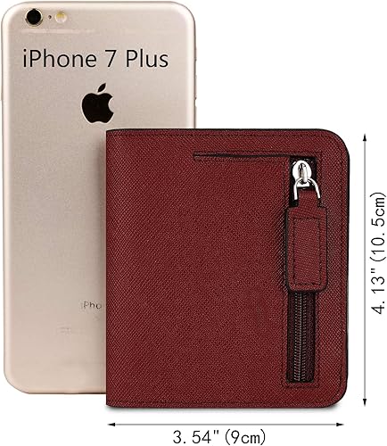 Miniatura 6 de YALUXE Billeteras pequeñas de cuero genuino para mujer, monedero pequeño, monedero para efectivo, tarjetero con protección RFID, tamaño compacto y