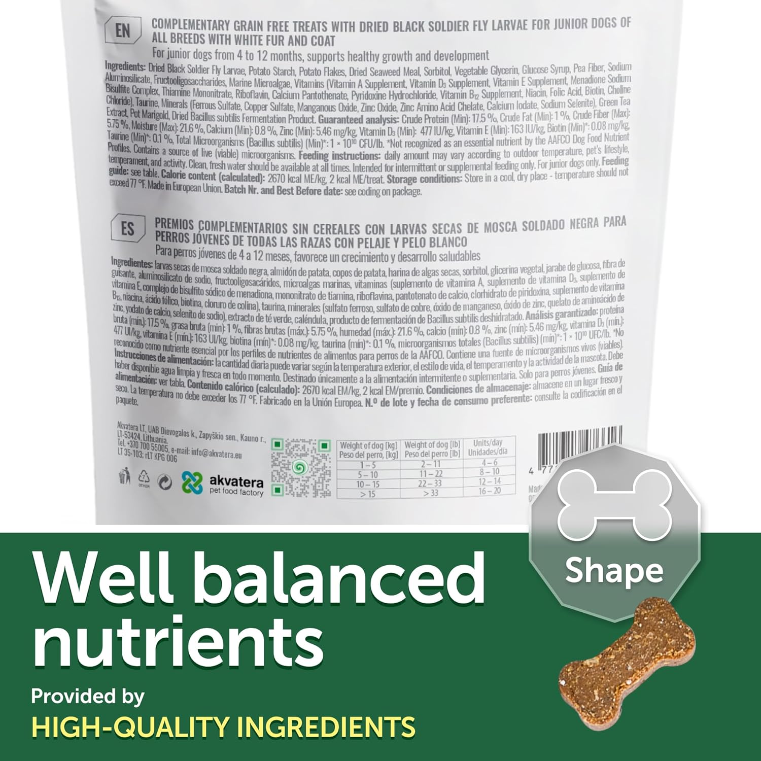 Nature's Protection Puppy Food Dry & Training Treats Bundle: Grain Free Hypoallergenic Dog Kibble 3.3 lb + Puppy Treats 5.29 oz for Small Breed Dogs (Superior Care - White Fish, Insects)