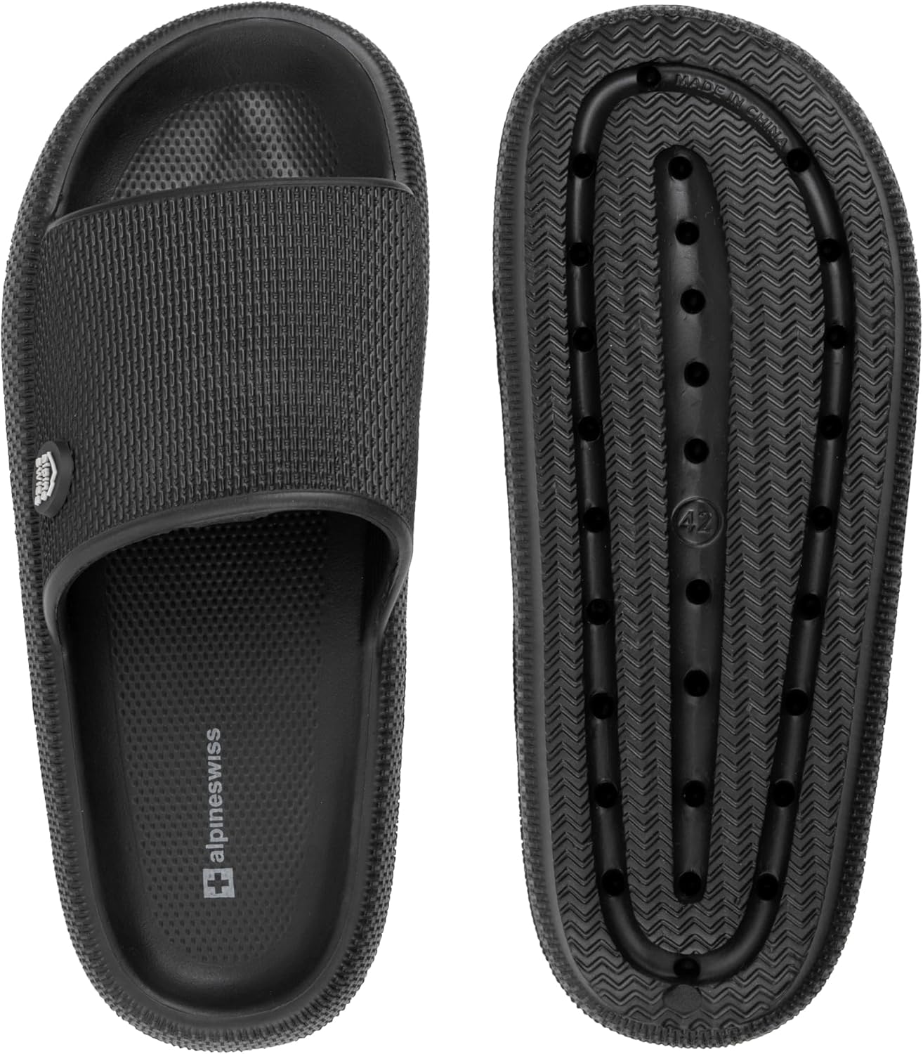 Alpine Swiss Omar Mens Slides Pillow Slippers for Men Ultra Cushioned Cloud Slides Waterproof Lightweight Sandals Quick Drying Non Slip Shower Shoes - Image 4