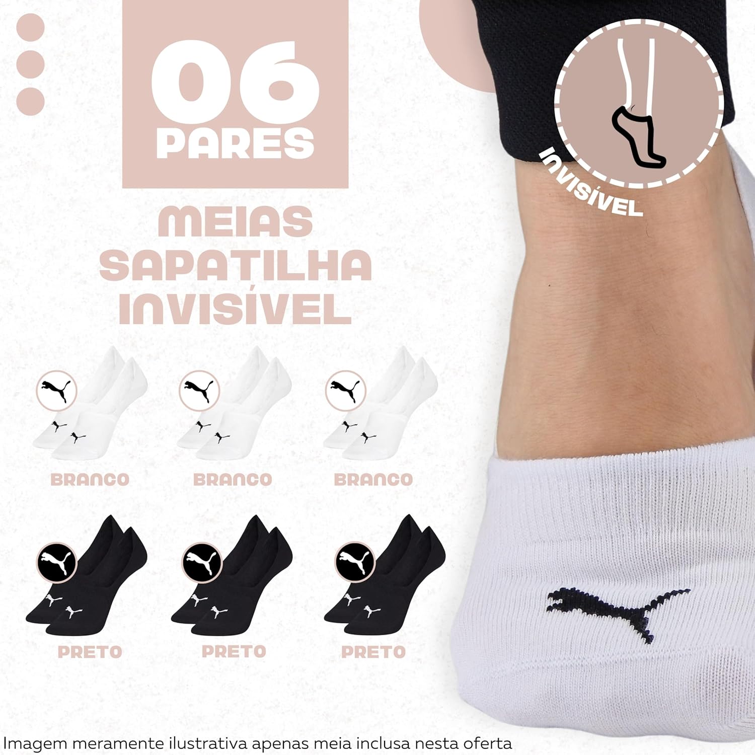 Kit 06 Pares Meias Puma Sapatilha Super Invisível Feminino Adulto em promoção! Veja a oferta e mais achadinhos de Moda íntima 2 Hoje é o melhor dia para comprar Kit 06 Pares Meias Puma Sapatilha Super Invisível Feminino Adulto com aquele preço maroto! Promoção! Aproveite a oferta! 2