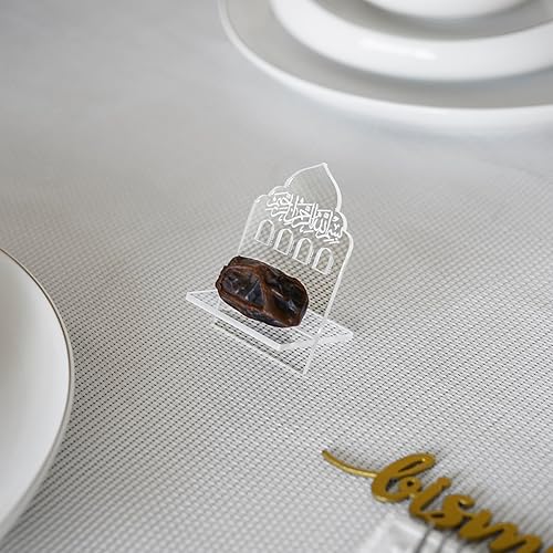 Miniatura 5 de Soporte para fechas de Ramadán, caligrafía islámica bismillah, fiesta de Iftar, decoración de mesa de Ramadán, regalo de Eid Mubarak (6 unidades,