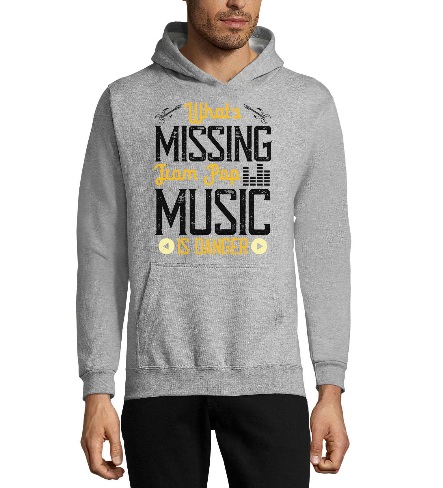 What missing from pop music is danger singer slogan unisex misto cotone felpa con cappuccio grigio