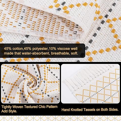 Miniatura 2 de Carvapet Alfombra bohemia de área pequeña con borlas, alfombra de cocina tejida, estilo marroquí, para baño, lavandería, dormitorio, alfombra de