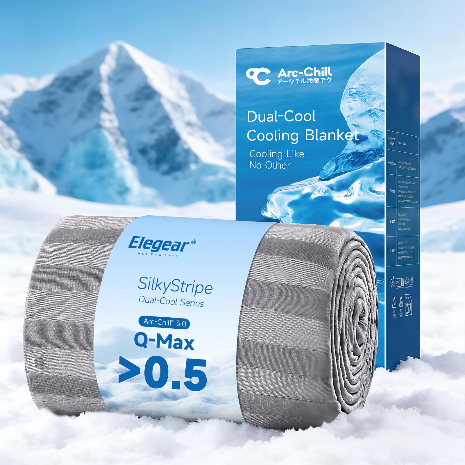 Photo 1 of Elegear Revolutionary Cooling Blanket King, Absorbs Heat to Keep Body Cool for Night Sweats, Double Sided Arc-Chill 3.0 Cool Fiber Q-Max>0.5, Lightweight Summer Cold Blankets Sleeping 90“ x 108”