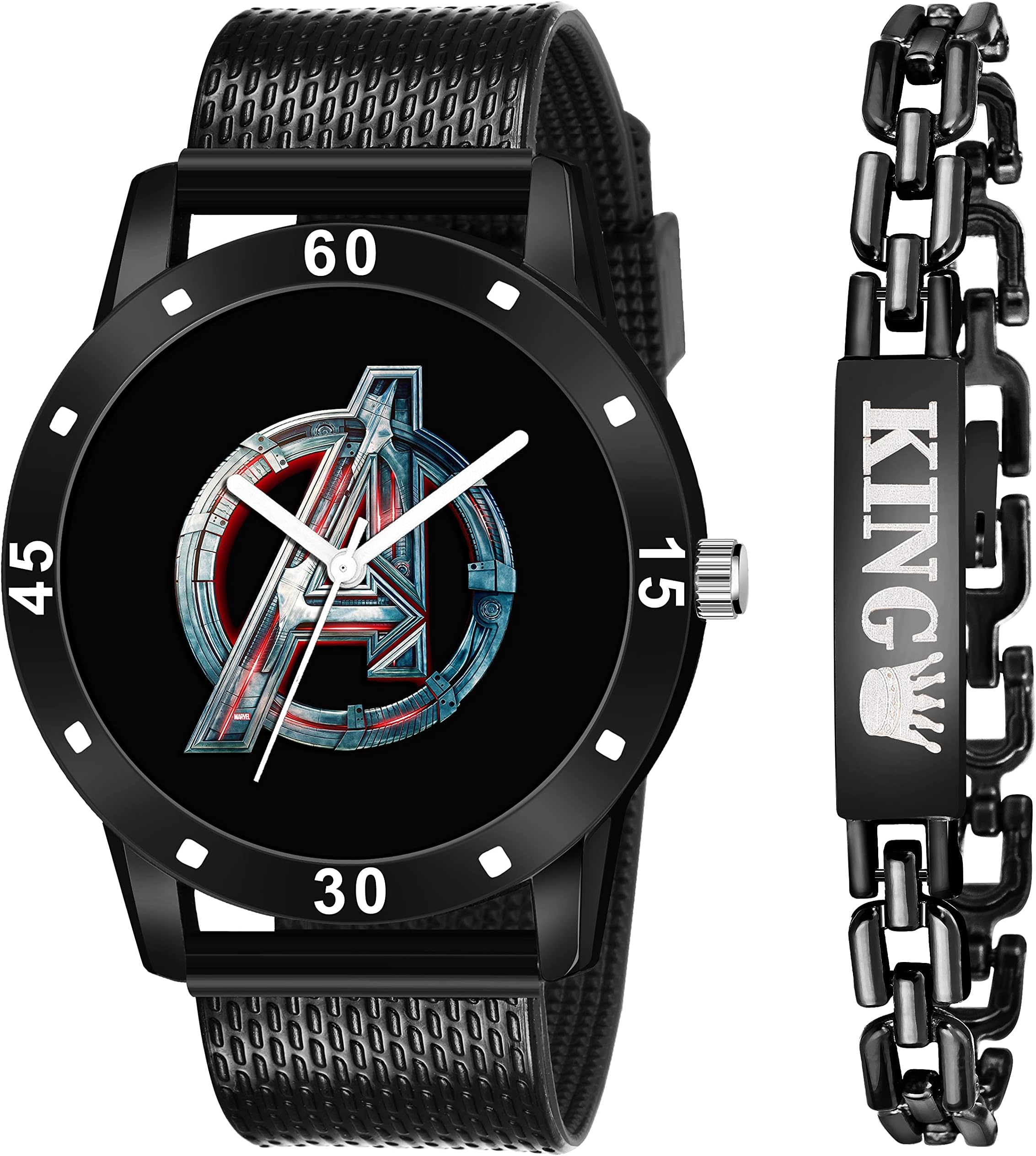 MIVAANAnalog Men's Watch (Black Dial Colored Strap)