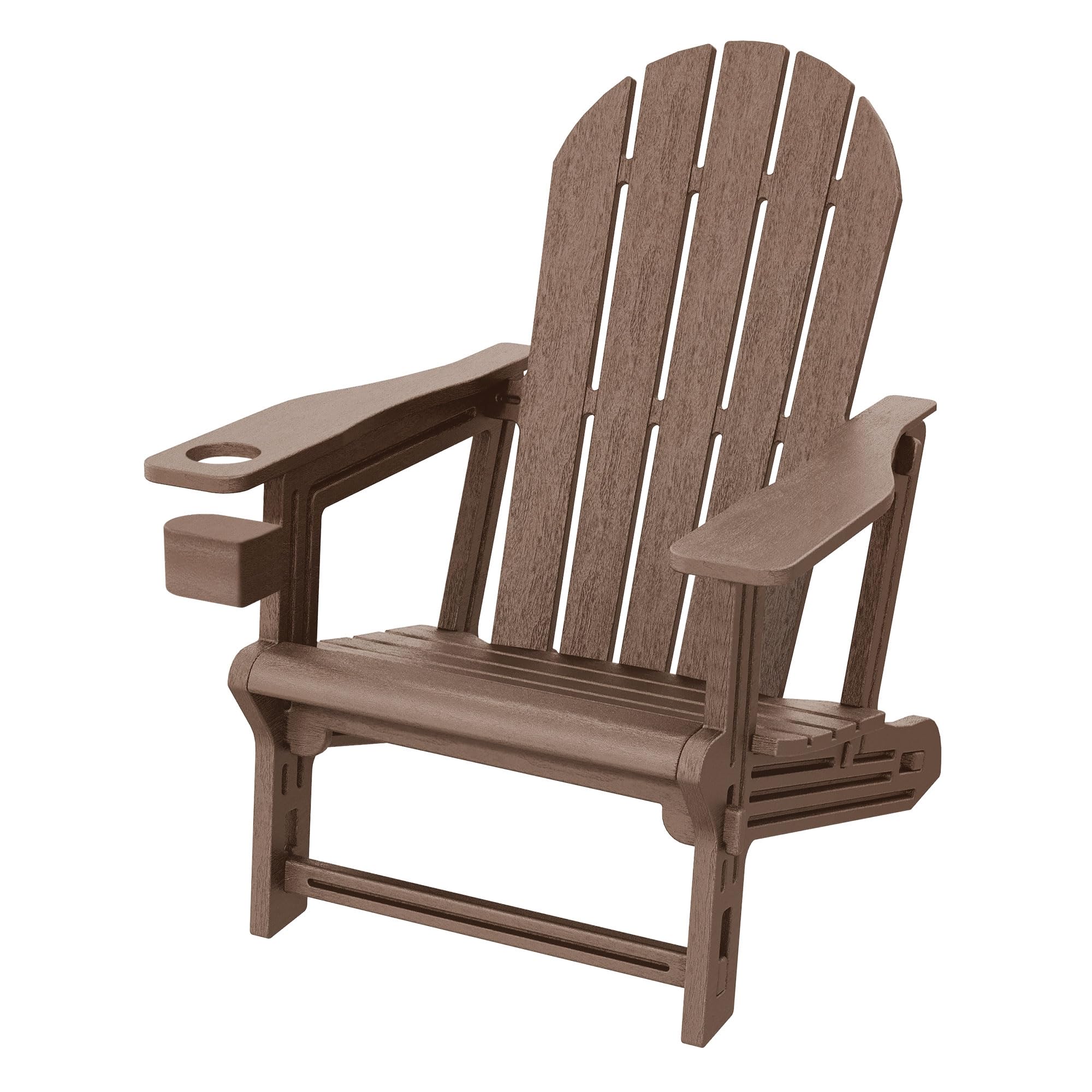 ML-Design Chaise Adirondack Marron avec Porte-Gobelet Intégré, Siège de Jardin en Plastique HDPE Aspect Bois, Résistant aux Intempéries, Montage Facile, Fauteuil Extérieur pour Terrasse Patio Balcon