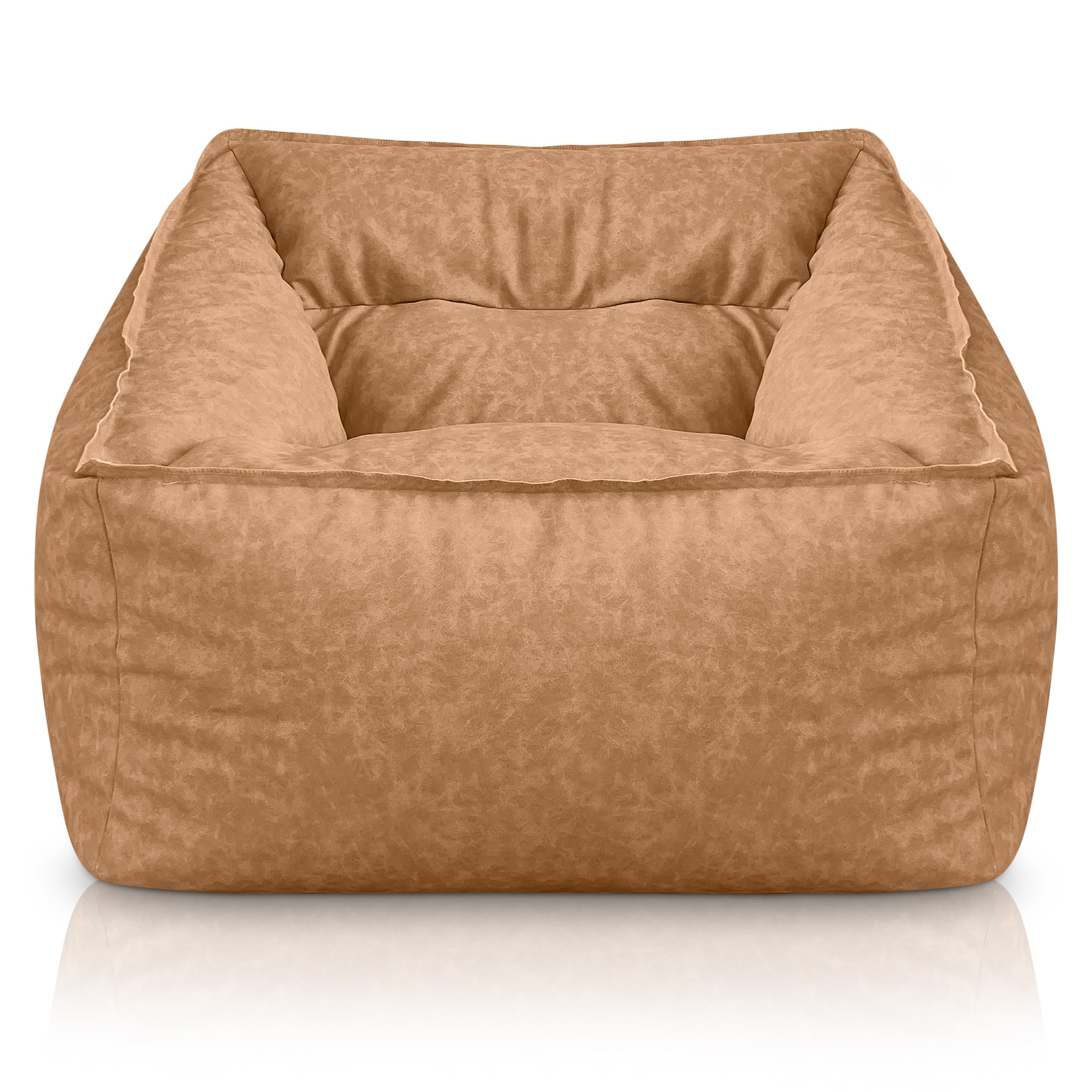 Aiire Sofa Puff Salon de Lujo - Sofa Puf Gigante Moderno de Diseño en Polipiel Premium - Bean Bag Chair XXL con Relleno Incluido para Adulto o Decoracion Habitacion Juvenil Beige