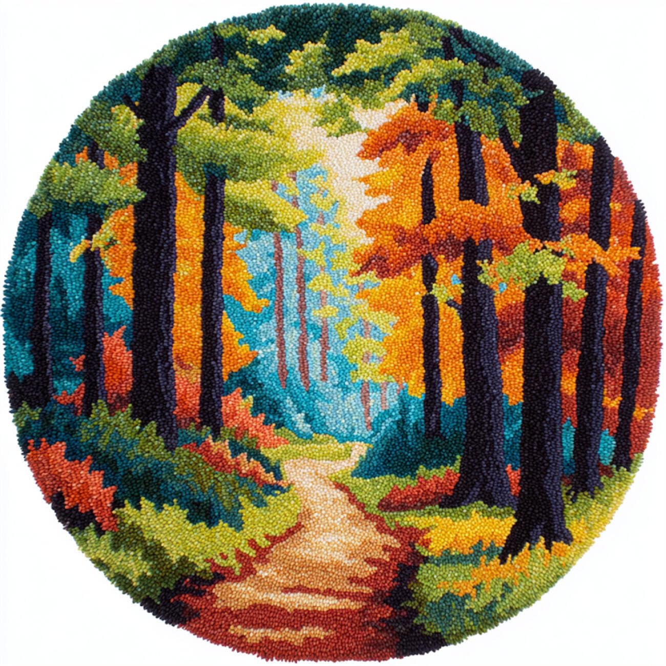 Kitquiver Landscape Latch Hook Kit Forests Path DIY Crochet Kits Needlework Crafts for Home Decor，Latch Hook Kits for Beginners Adults 50x50cm