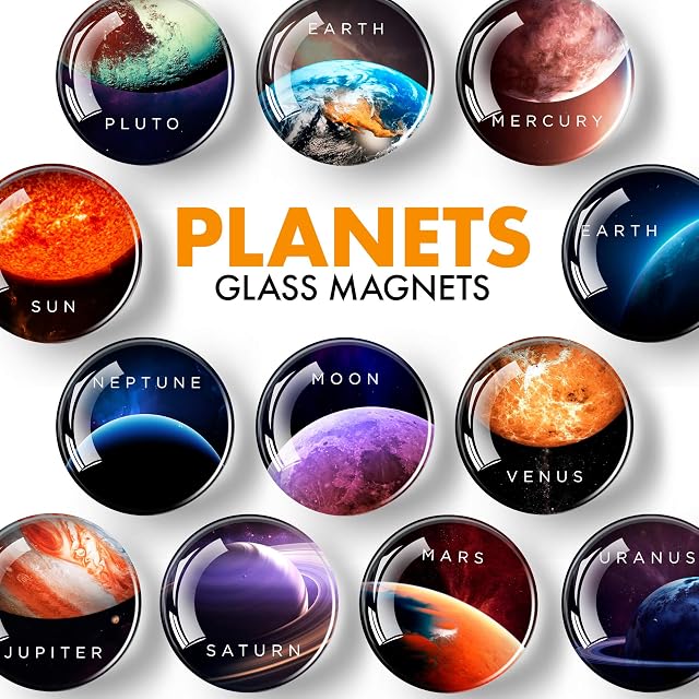 Planet Magnets for Fridge  Glass Refrigerator Magnets Funny  Cute Magnets for Whiteboard  Decorative Locker Magnets for Girls and Boys  Succulent Fridge Magnets for Kitchen and Office  12 PCs